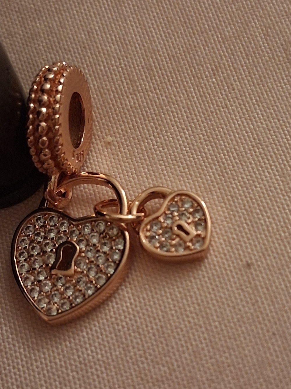 Pandora Charm Rose Gold Heart Lock and Key Charm Pendant - Women Sell As It Is